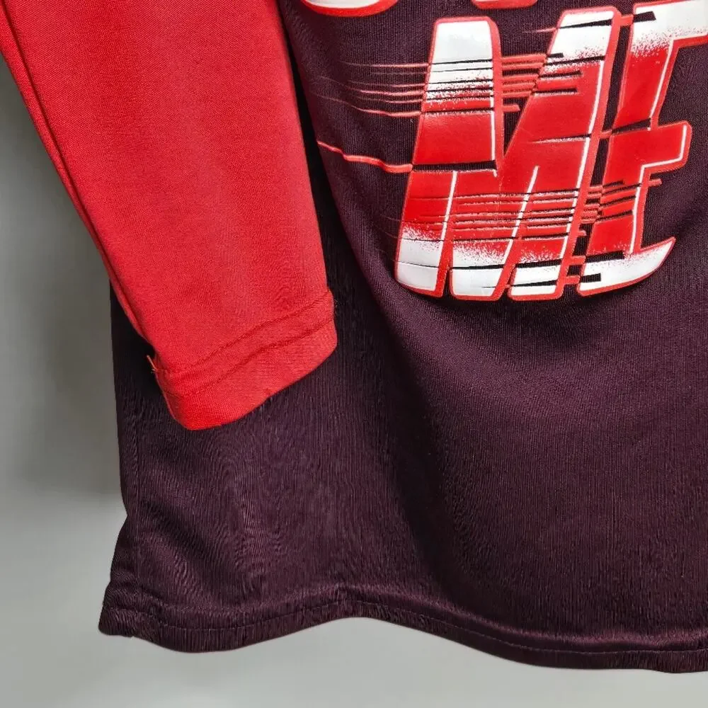 ATHLETIC WORKS Boys Long Sleeve Shirt Cant Stop Me Size L 10-12 Red Brown White
